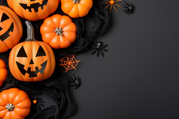 Vintage Style Halloween Postcard with Pumpkins