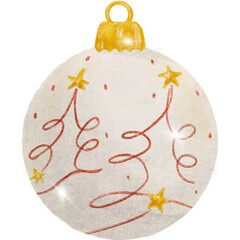 Christmas Ball Isolated on White with Autumn and Holiday Elements