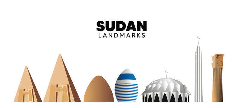 Sudan landmarks vector on white isolated 