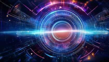 Obraz premium A dynamic abstract technology background showcasing the Metaverse, cyberspace, and futuristic digital elements for a virtual reality theme