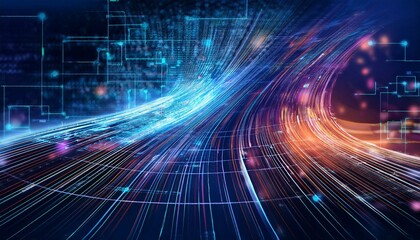 A dynamic abstract technology background showcasing the Metaverse, cyberspace, and futuristic digital elements for a virtual reality theme