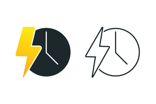 Energy related, lightning time icon. illustration vector