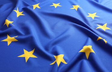 Flag of European Union as background, closeup