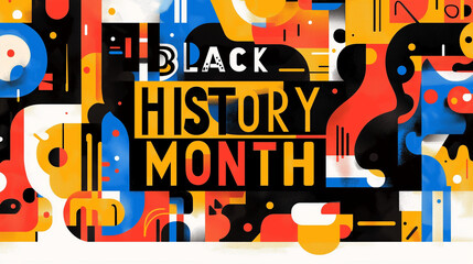 Obraz premium Abstract Black History Month design with bold colors and geometric patterns celebrating culture and diversity