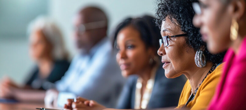 Business people sitting and listening attentively in a conference room