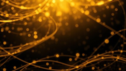 Obraz premium Abstract golden light streaks on a dark background, shimmering and glowing with a subtle bokeh effect