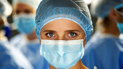 Healthcare professionals wear protective gear in a surgical setting while preparing for a procedure