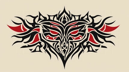 Obraz premium Tribal Tattoo Art, an intricate design showcasing bold lines and shapes, symbolizing strength, resilience, and rich cultural heritage through artistic expression.