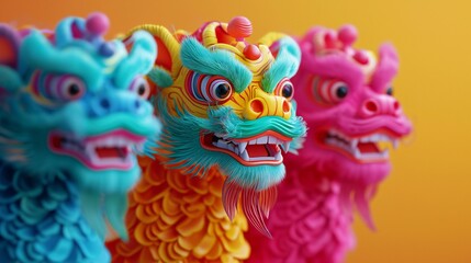 Vibrant Chinese Dragon Dance Costumes Festive Celebration New Year