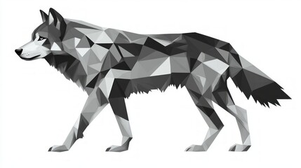 Polygonal Wolf Tattoo Design, showcasing a striking geometric representation of a wolf, symbolizing loyalty and instincts through intricate shapes and elegant lines