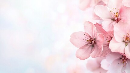Fototapeta premium A close-up of pink flowers on a white and blue background with a light blue sky in the background