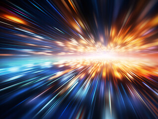 Obraz premium Electric light and global network. Tech background. Cyber network. Digital concept. High speed global data transfer.