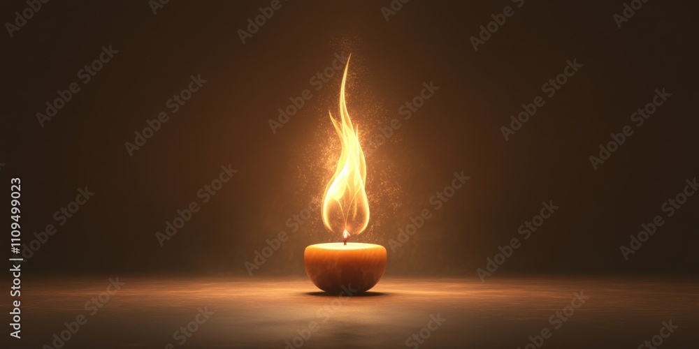 Poster a flickering candle illuminates the darkness with a warm glow, creating a tranquil atmosphere of ser
