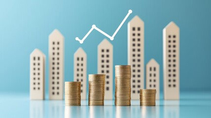 Fototapeta premium Real Estate Investment Growth Capitalizing on Market Trends with Coins Business Environment Financial Strategy Visual Insights
