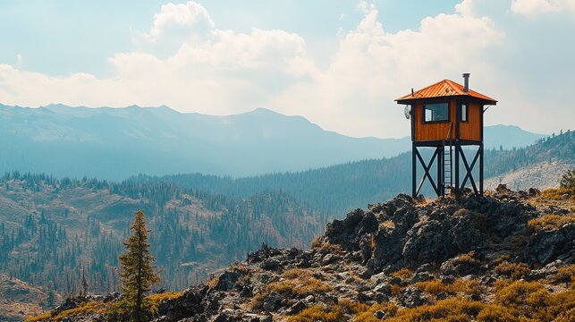 A community fire lookout tower, an essential part of early detection and wildfire prevention strategies.
