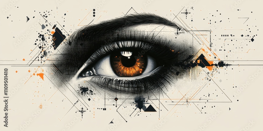 Poster artistic representation of a captivating eye exploring themes of vision and perception in a modern a