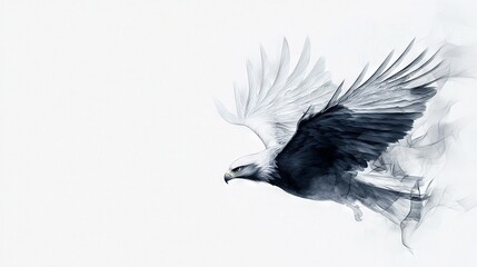 Fototapeta premium A sharp image of a raptor flying, wings fully extended