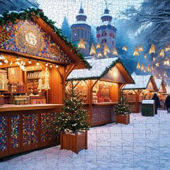 Fototapeta premium Creative Christmas Market Concept with 300 DPI Details,Weihnachtsmarkt