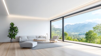Fototapeta premium A large living room with a black kitchen and a white kitchen
