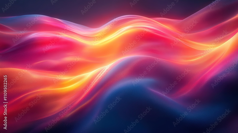 Poster abstract waves of colorful light flowing in smooth patterns, creating a dynamic visual experience of