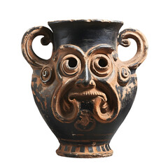 Ancient Ceramic Vase with Unique Face Design