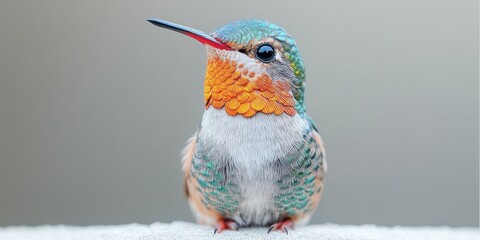 Vibrant hummingbird perched gracefully in a tranquil moment amidst nature\'s beauty