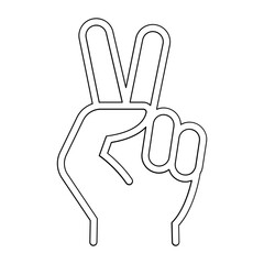 Obraz premium Hand showing victory sign icon in line style
