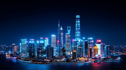 Obraz premium The concept of a smart city with advanced technology and wireless communication networks.