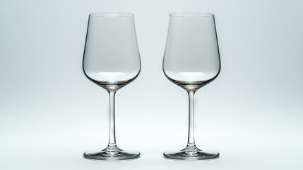 Fototapeta premium Two wine glasses on a white surface with reflections