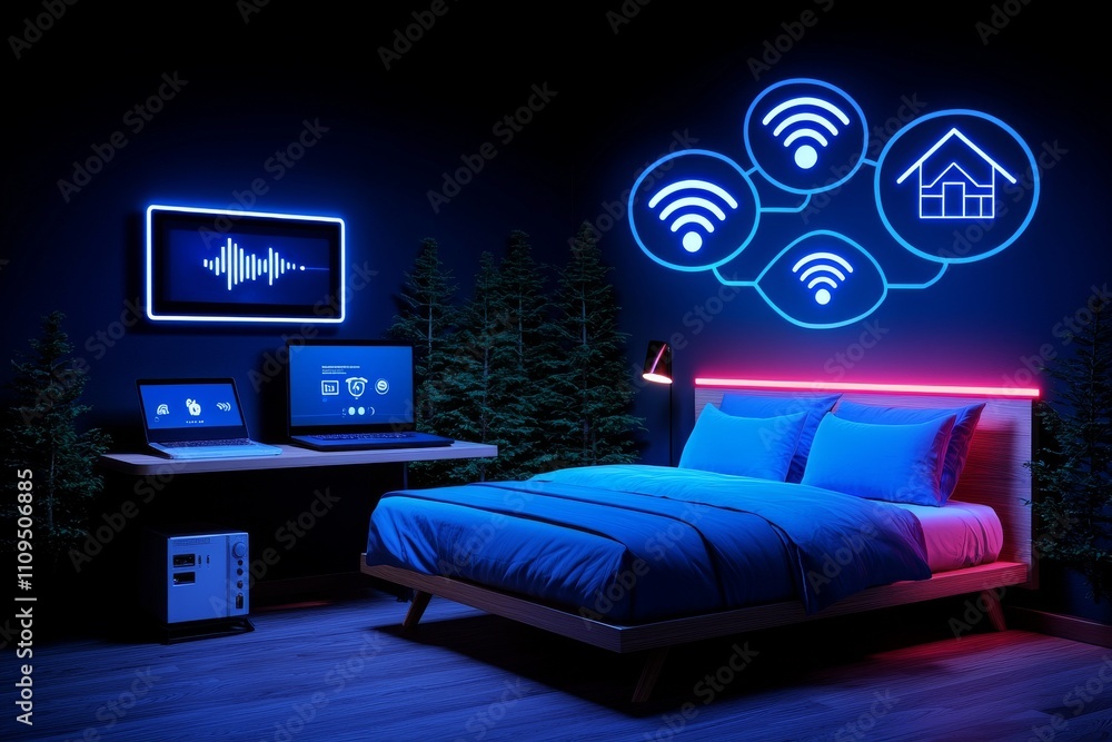Aufkleber elements of an apartment integrated with the smart home system. operate your home appliances using a