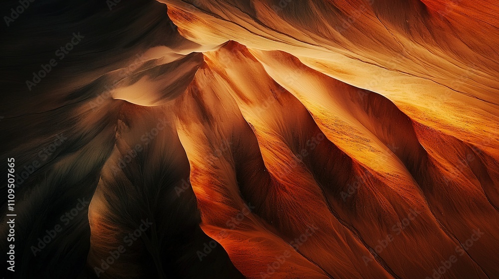 Poster a mountain with a sky in the backdrop and a red sky in the foreground