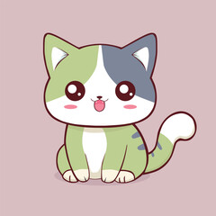 Cute cat cartoon style sticker, white background