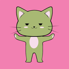 Cute cat cartoon style sticker, white background