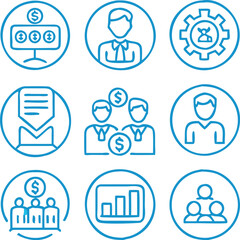 A Collection Business Icon Set- Growth, Finance, Teamwork, and Management Symbols Vector art
