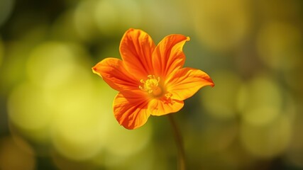 A vibrant orange flower blooms against a backdrop of blurred greenery, showcasing the beauty of nature's simple elegance.