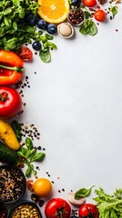 A catering service featuring healthy, vibrant foods and clear space for text overlays.