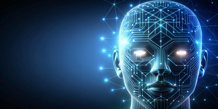 Glowing Human mind Artificial intelligance advance technology