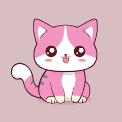 Cute cat cartoon style sticker, white background