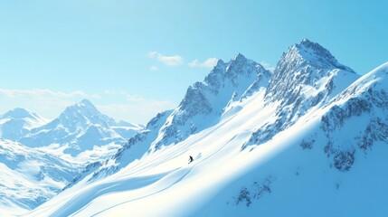 Fototapeta premium A Snowy Mountain Peak with a Dramatic Sky and Cinematic Lighting