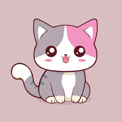 Cute cat cartoon style sticker, white background