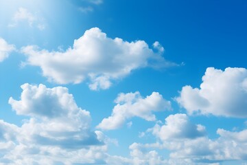 Naklejka premium Clear blue skies with fluffy white clouds. Summer