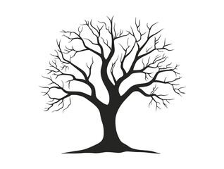 Blackjack Oak tree silhouette vector illustration