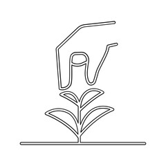 Planting tree icon in line style