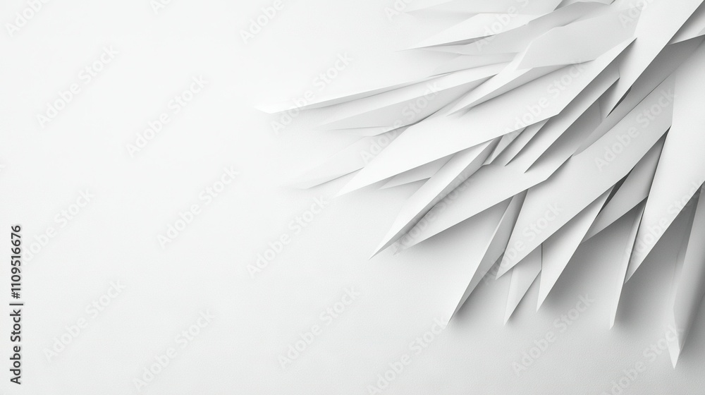 Poster a monochrome image of a bird's wing-like object on a white background