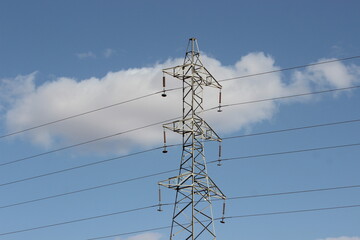 Power Electric Pole with Wires
