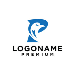 Letter p with luxury abstract eagle logo template