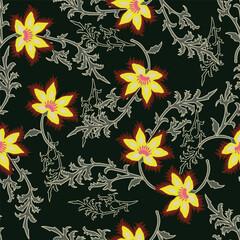 Cute feminine watercolor seamless pattern with wildflowers.hand drawn