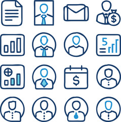 A Collection Business Icon Set- Growth, Finance, Teamwork, and Management Symbols Vector art