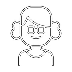 old woman icon in line style