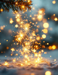 Enchanting Yellow Spark Burst with Magical Glow and Twinkling Particles